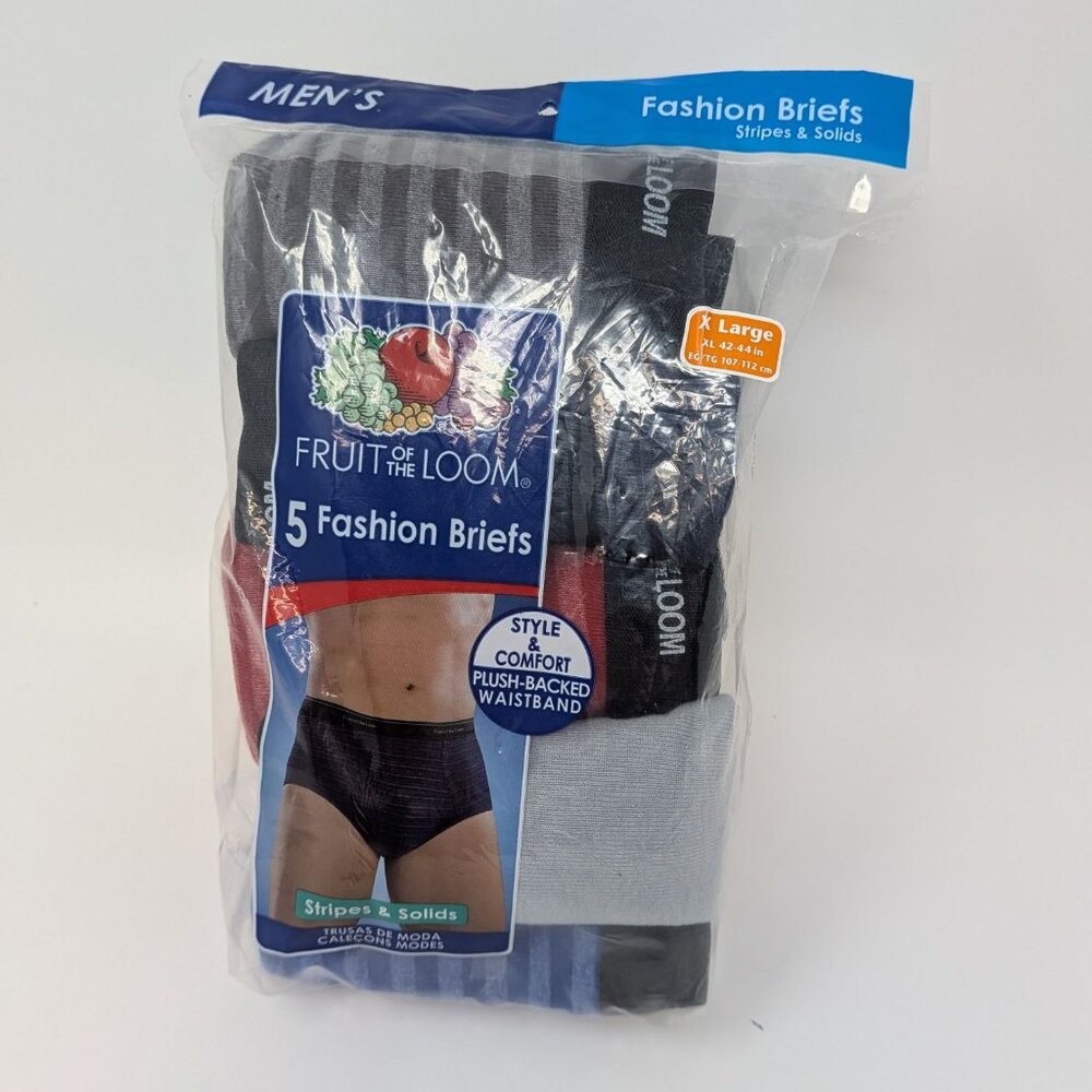 Fruit Of The Loom Mens Fashion Briefs 5-Pack Stripes & Solids X Large